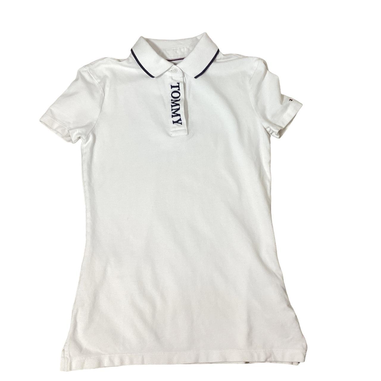 Tommy Hilfiger Womens XXS White Polo Logo Collar No