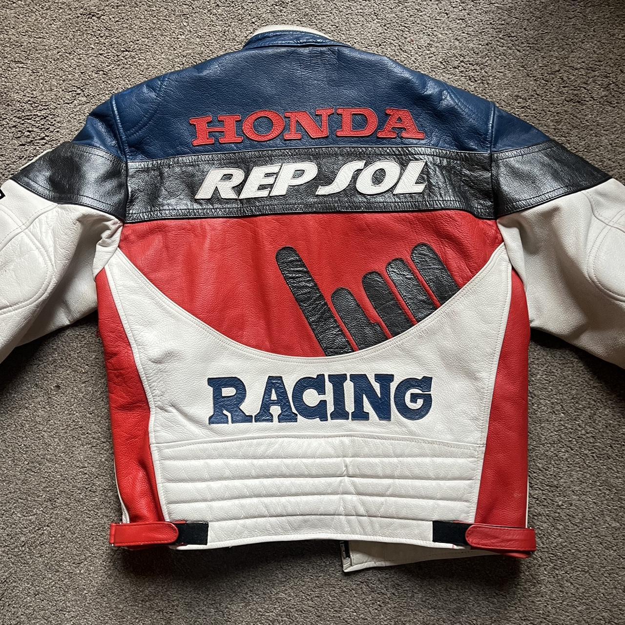 Gorgeous vintage racing leather jacket! In perfect... - Depop