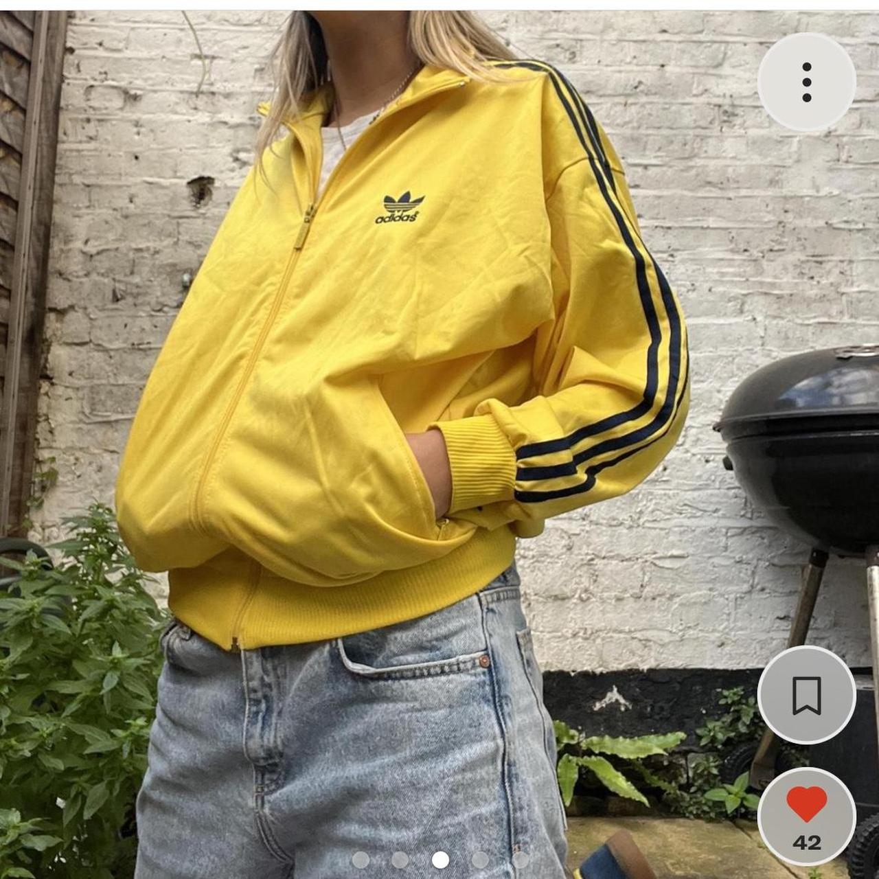 Yellow adidas hot sale jacket black stripes