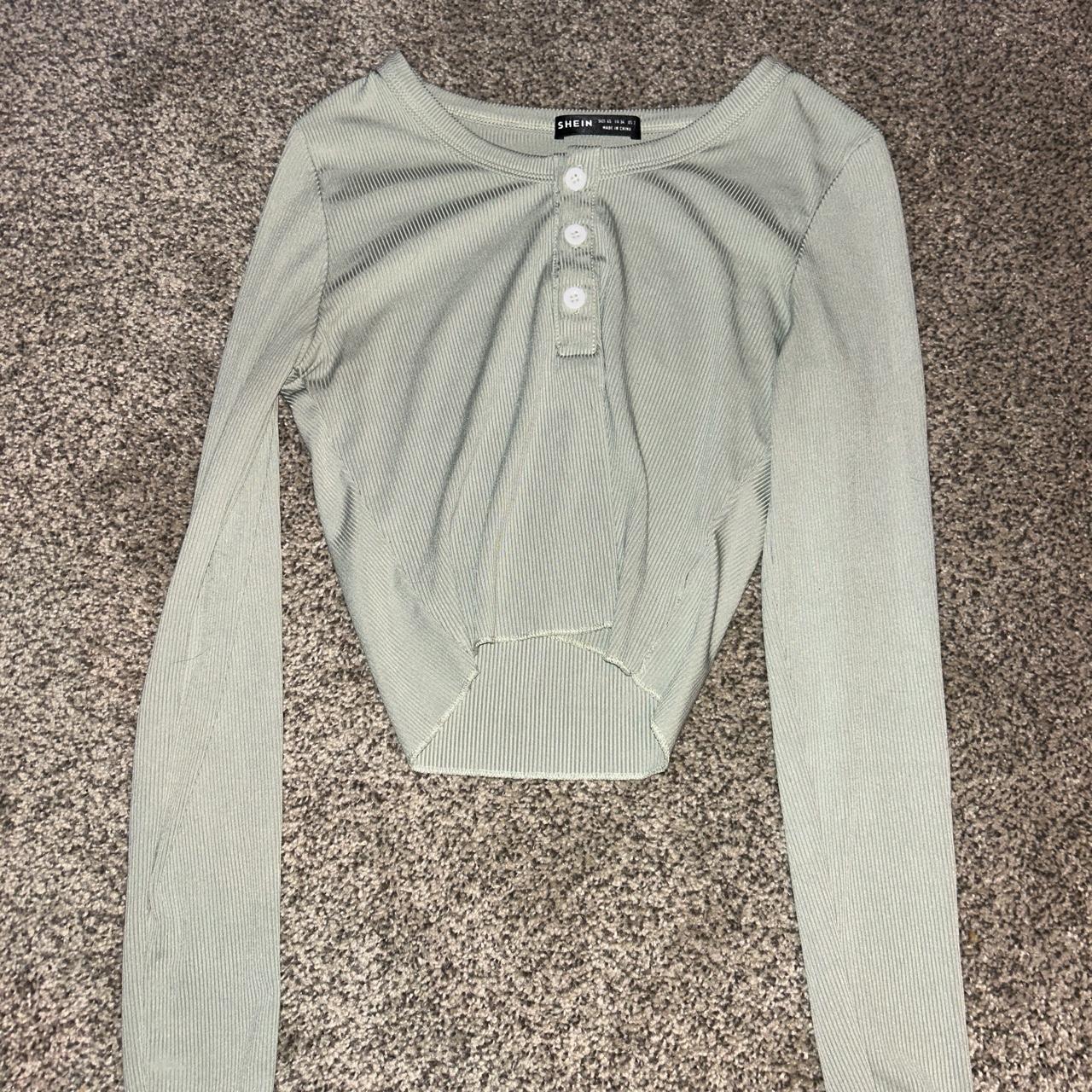 Shein Womans Mint cropped long sleeve. Size xs... - Depop