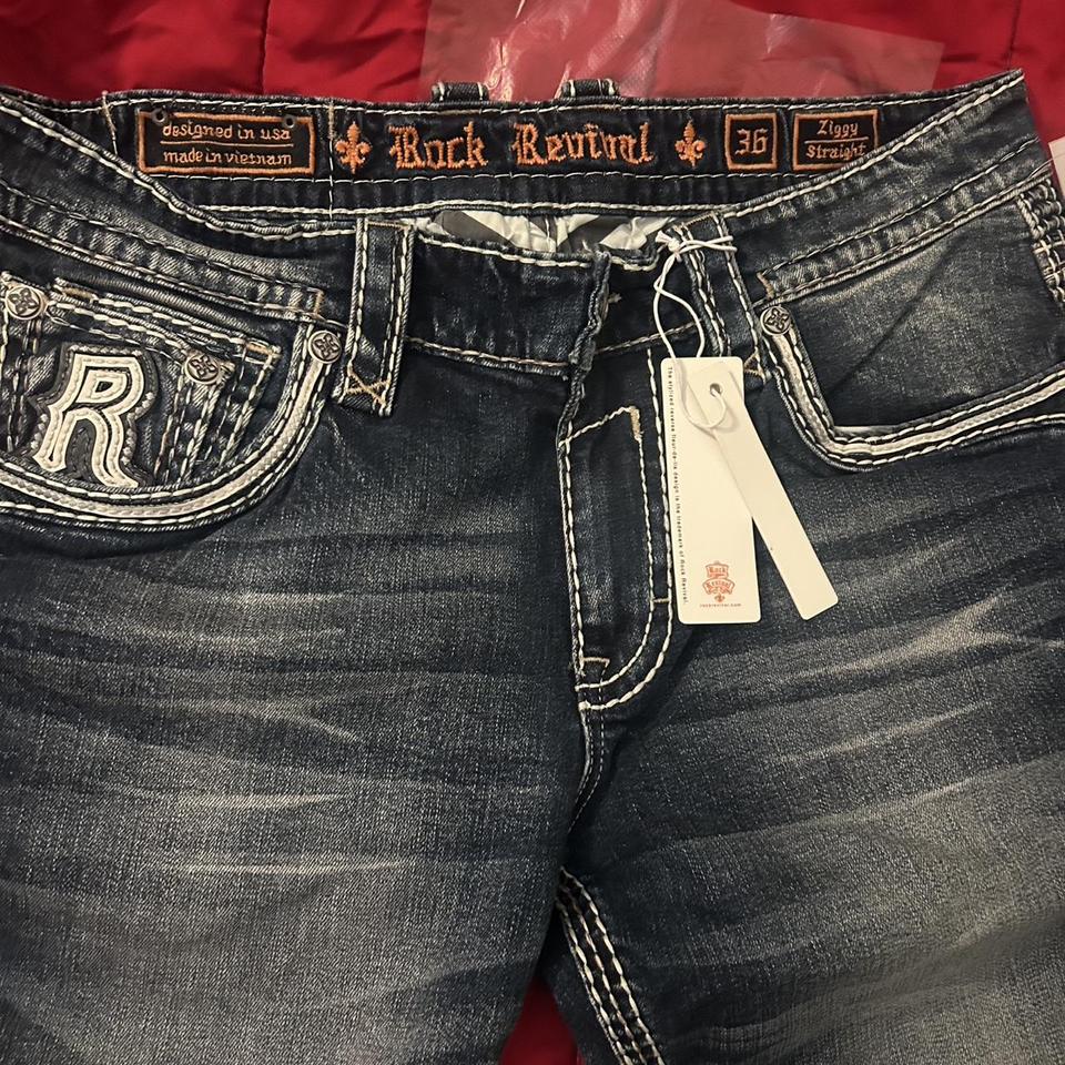 HOT Rock Revival Men Jean Rock Revival Jeans Black Men's Size