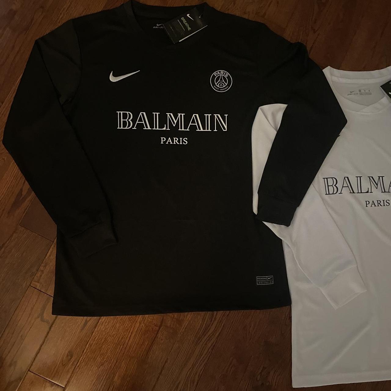 PSG X BALMAIN Long Sleeves Jersey/ Shirt (Black/White) | Depop