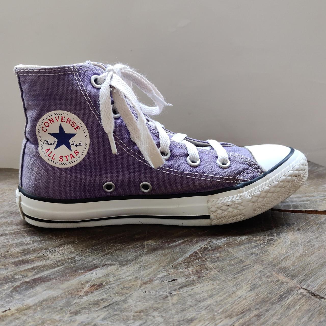 kids size 13.5 purple converse high tops great