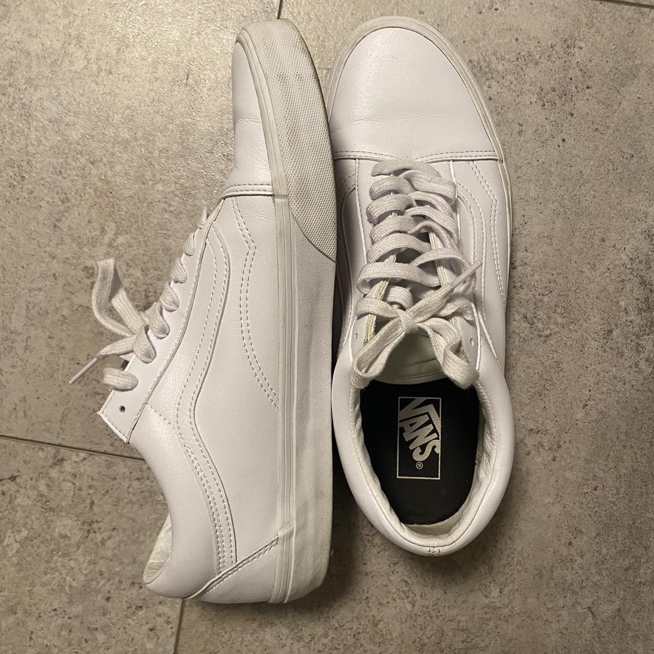 Men’s Size 11.5 White lace up Vans Worn maybe a... Depop