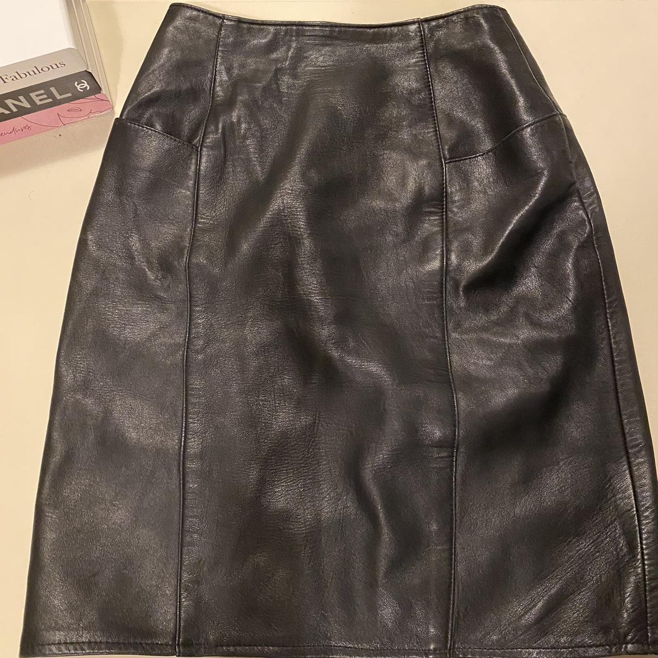 Vintage leather skirt in great condition - Depop
