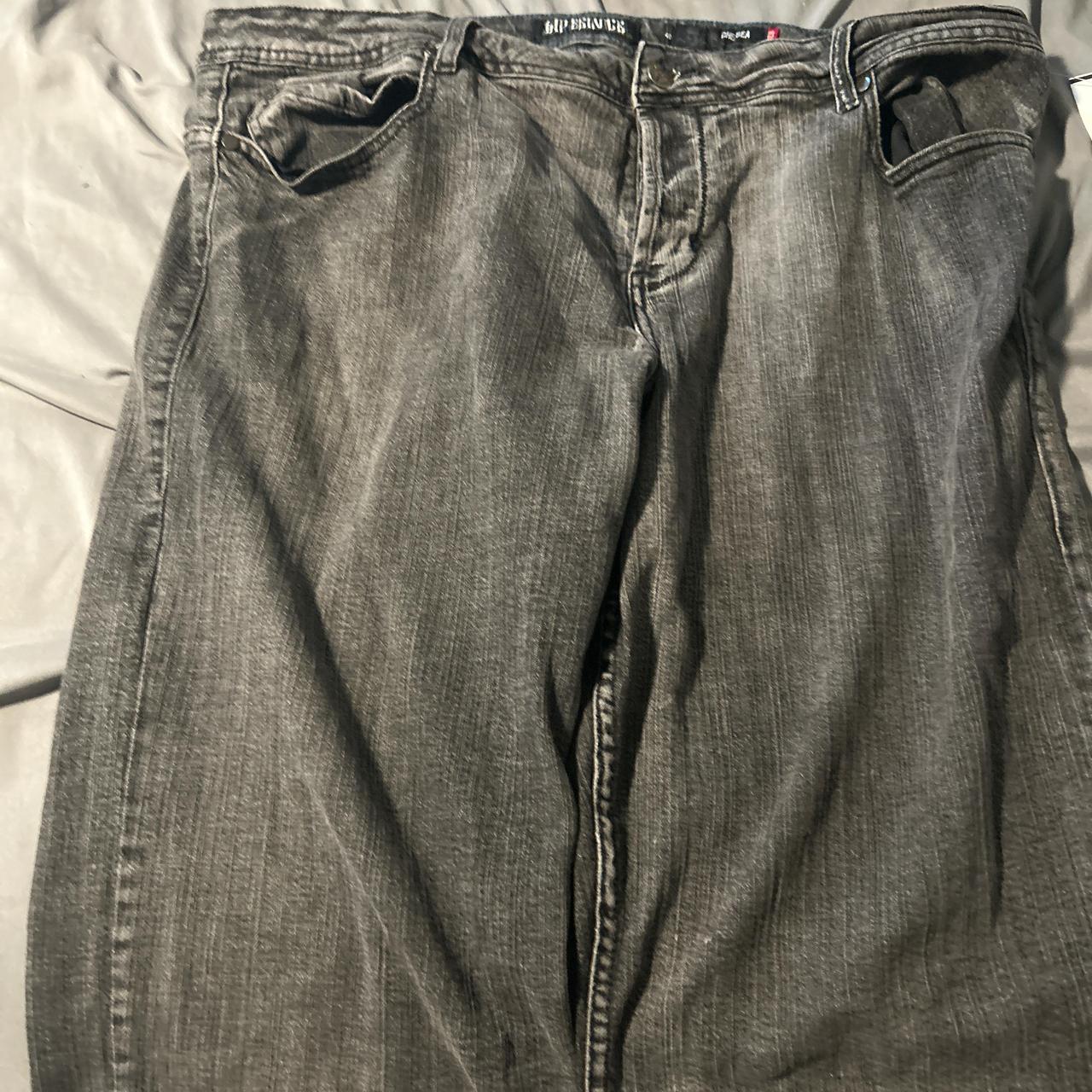 Grey and black lip service jeans. Depop