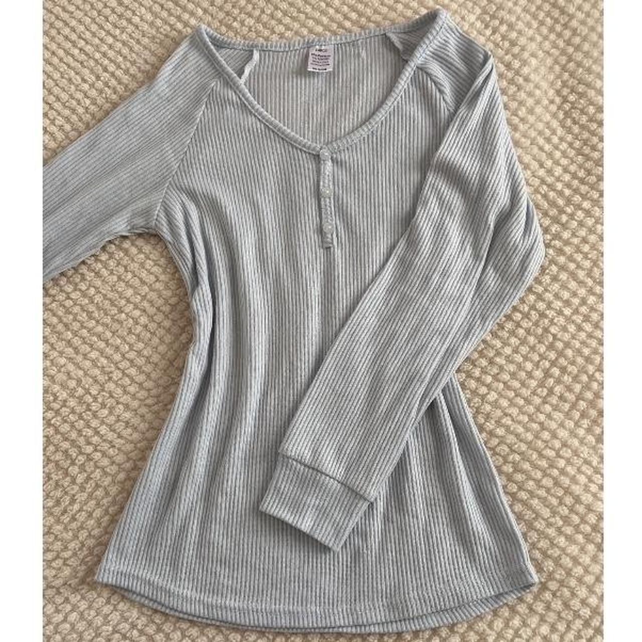 stretchy lightweight baby blue long sleeve blouse,... - Depop