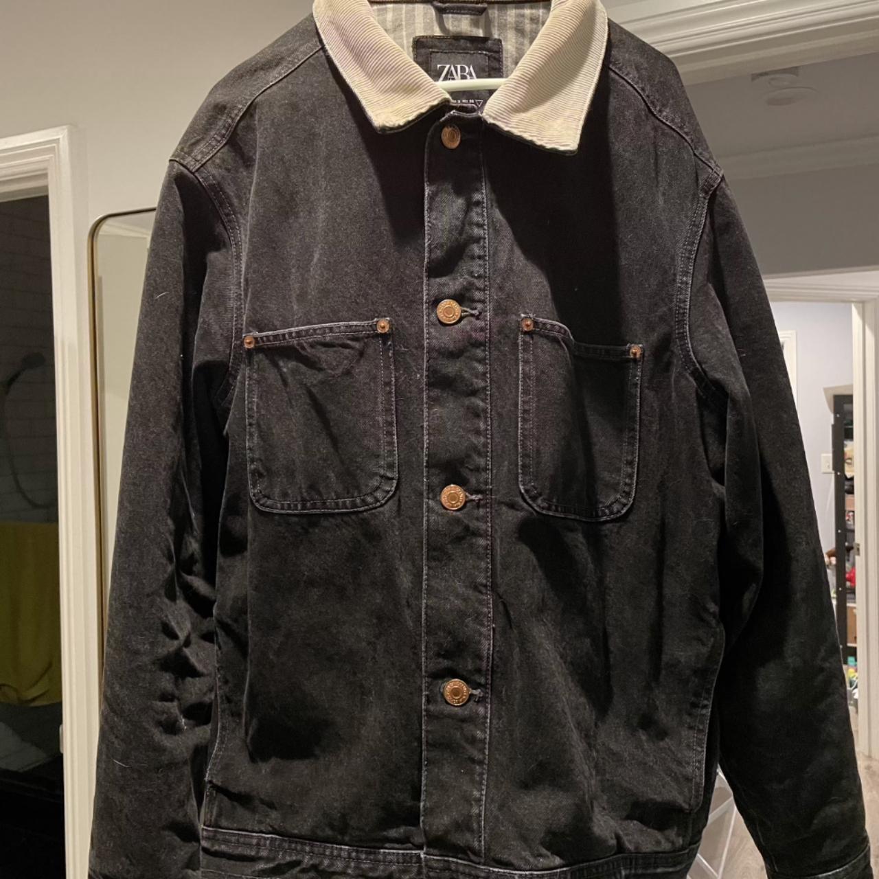 Black denim jacket mens zara best sale