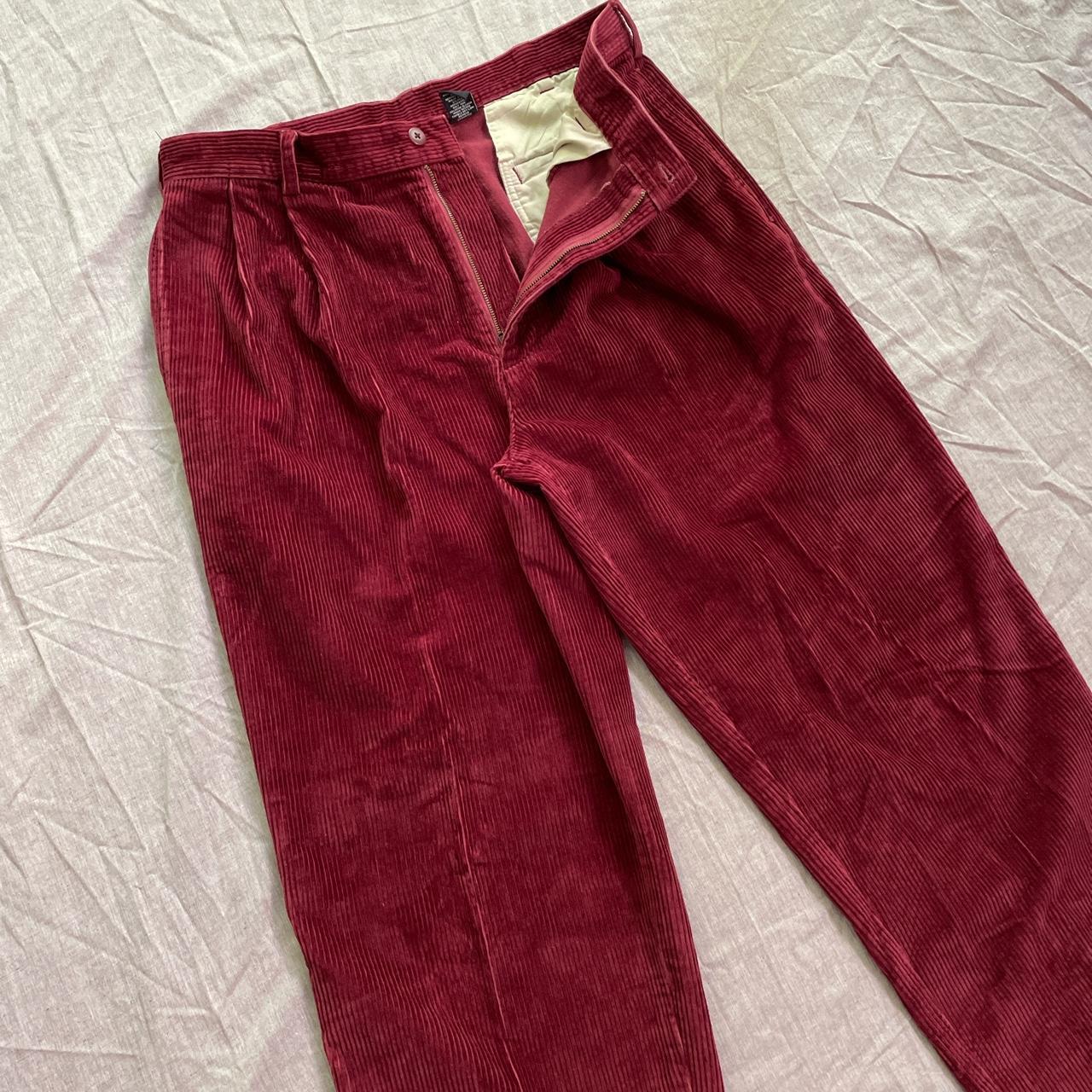 Jos A Bank Men s Burgundy And Red Trousers Depop