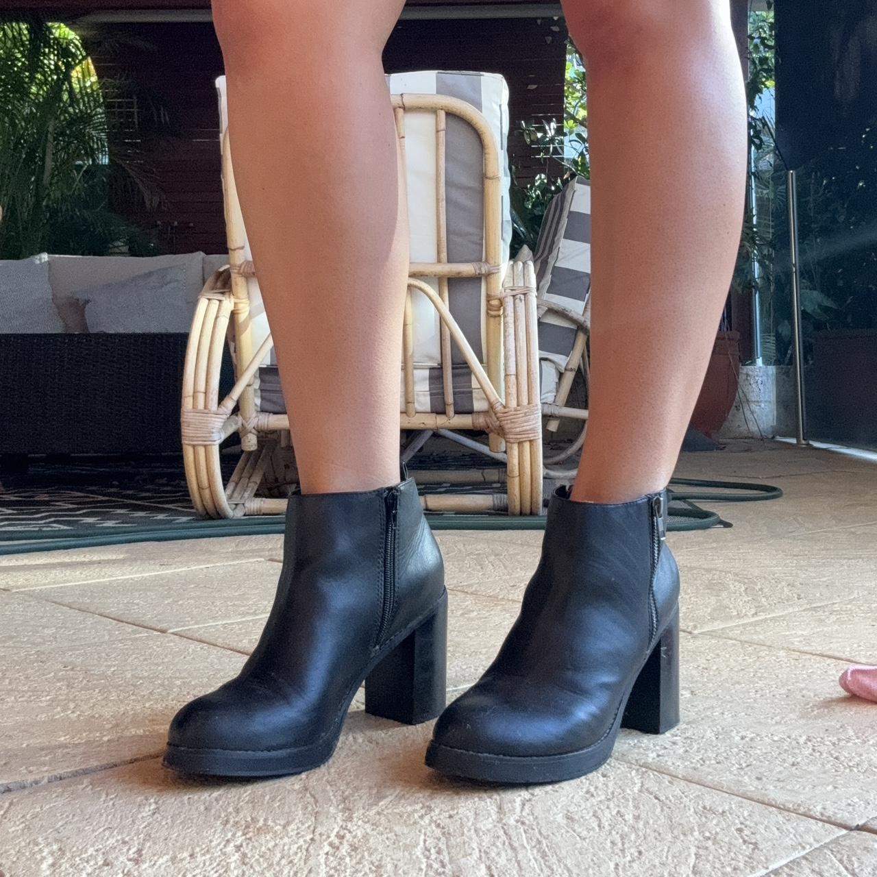 Betts black leather ankle boots. Block heel. Size... Depop