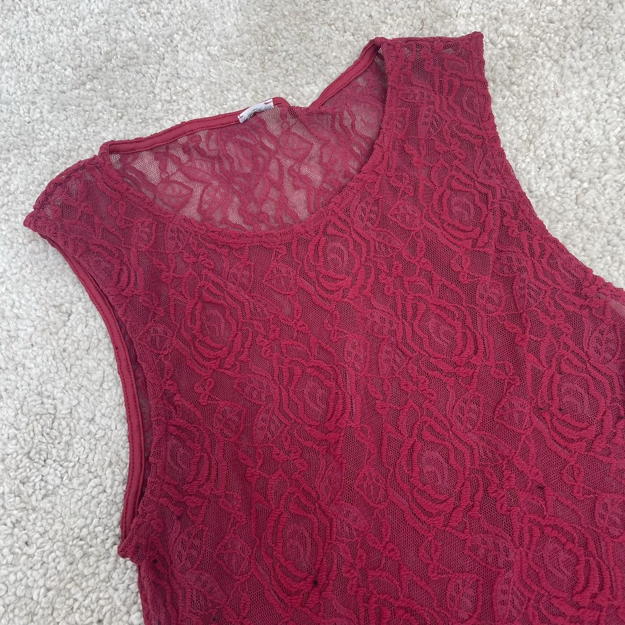 Vintage burgundy red lace vest top. Scoop neck. ... - Depop