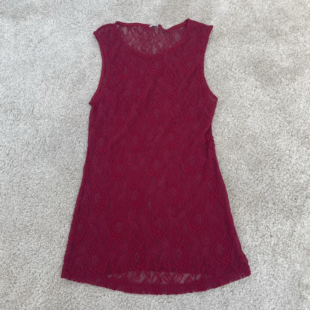 Vintage burgundy red lace vest top. Scoop neck. ... - Depop