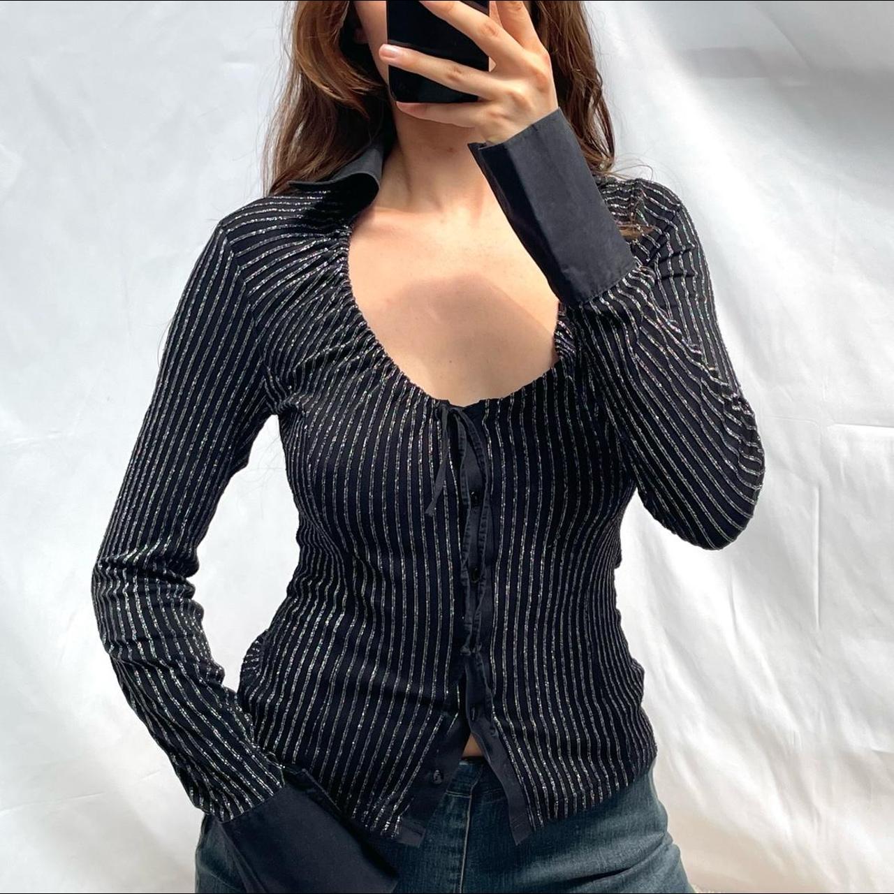 Women's Silver and Black Shirt | Depop