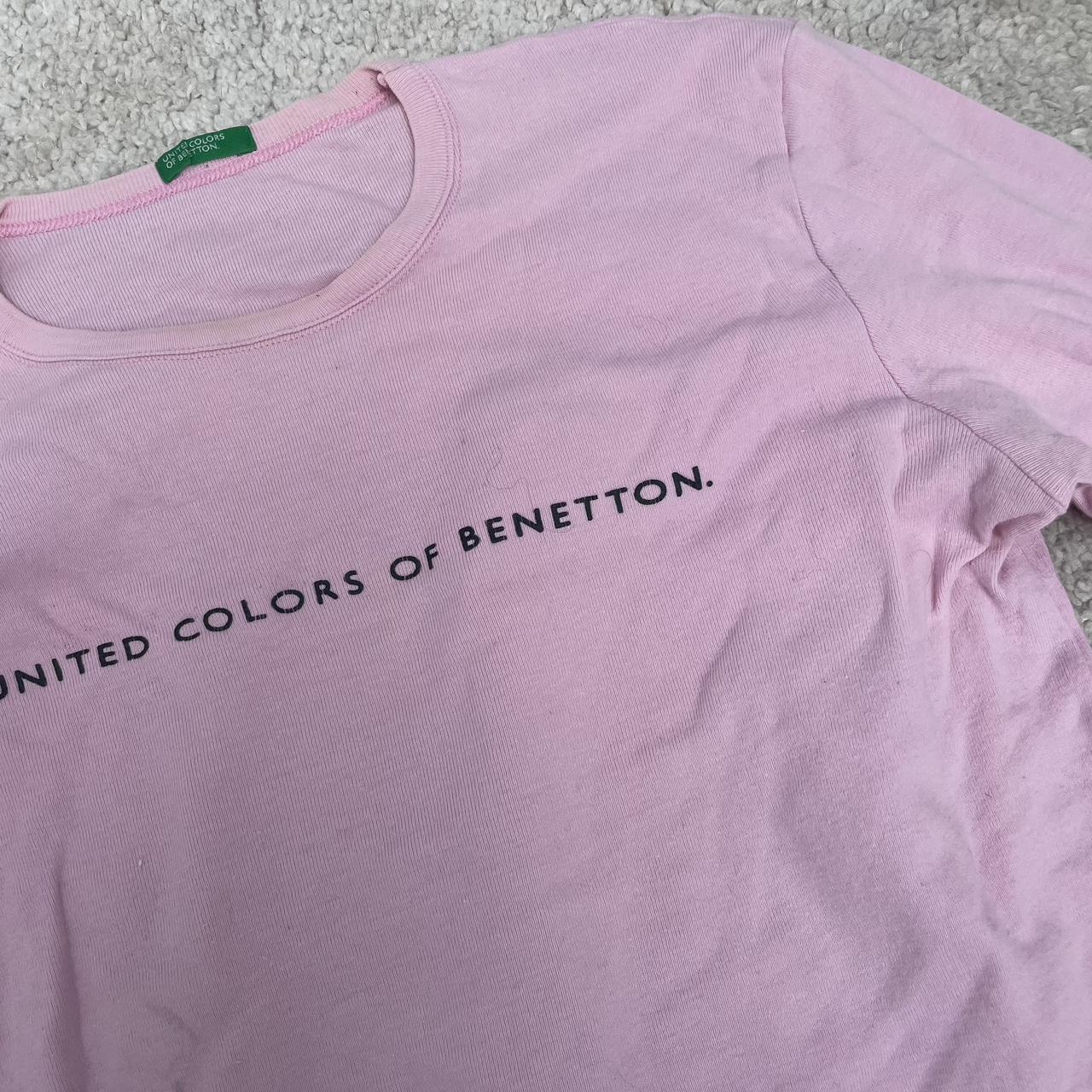 Vintage United colours of bennetton pink long sleeve... - Depop