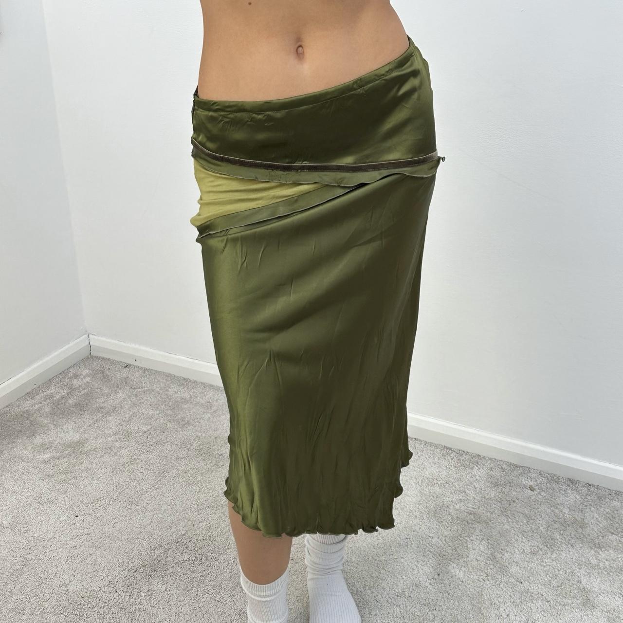 Satin asymmetric clearance maxi skirt