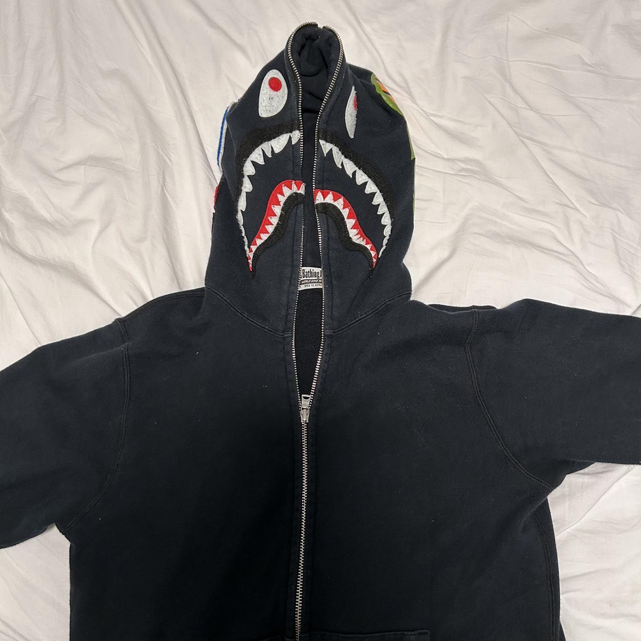 Black bape shark hoodie 100% authentic - Depop