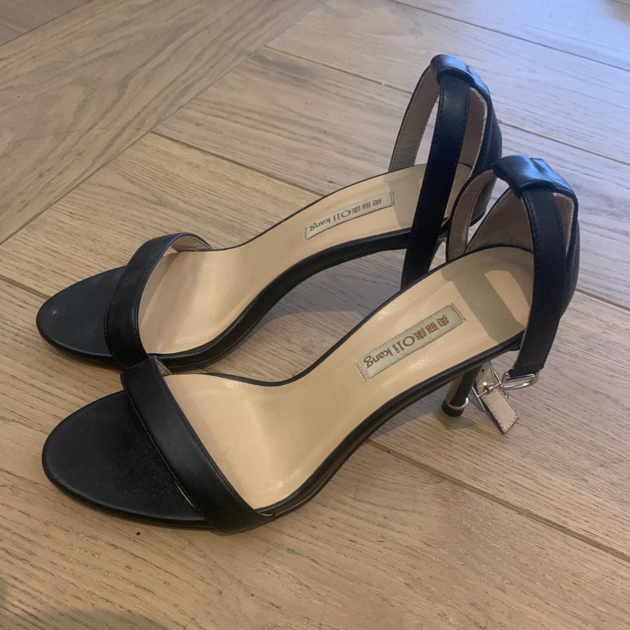 Black open-toe heels 5cm, size 40 - Depop