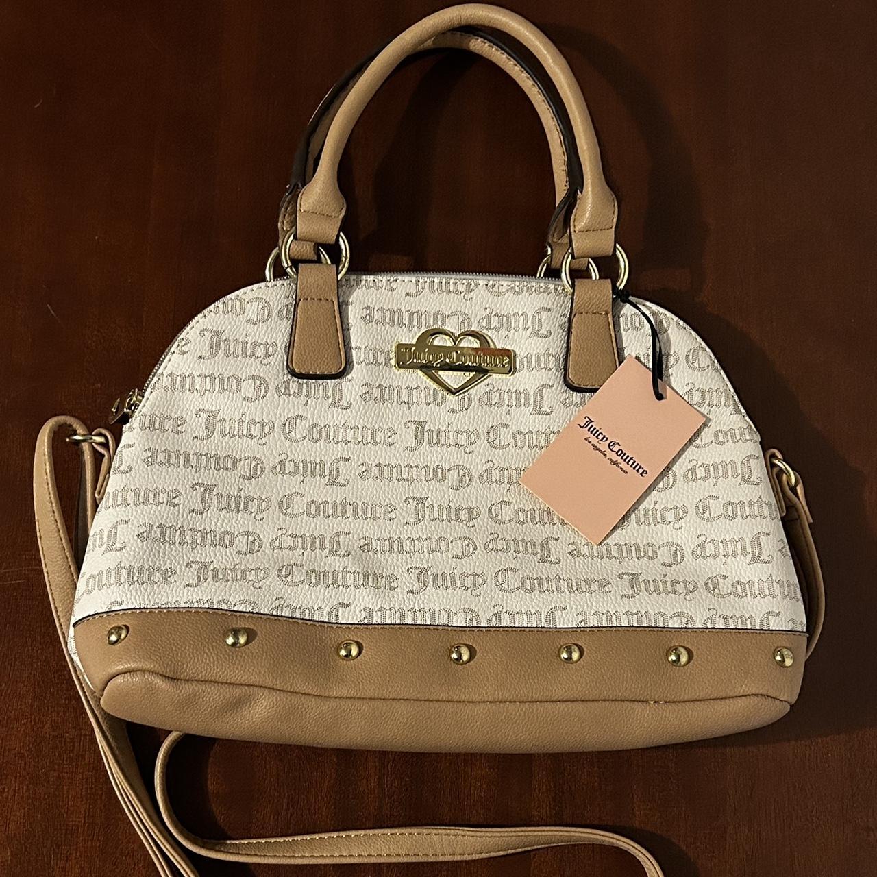 JUICY COUTURE Purse Glam Dome Satchel Bag - hotsell Brown Pecan White