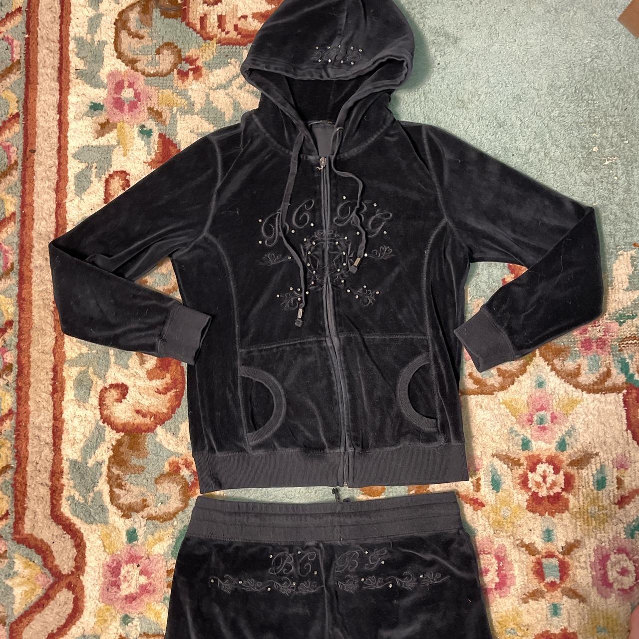 BCBG black tracksuit that is bedazzled in very good... - Depop
