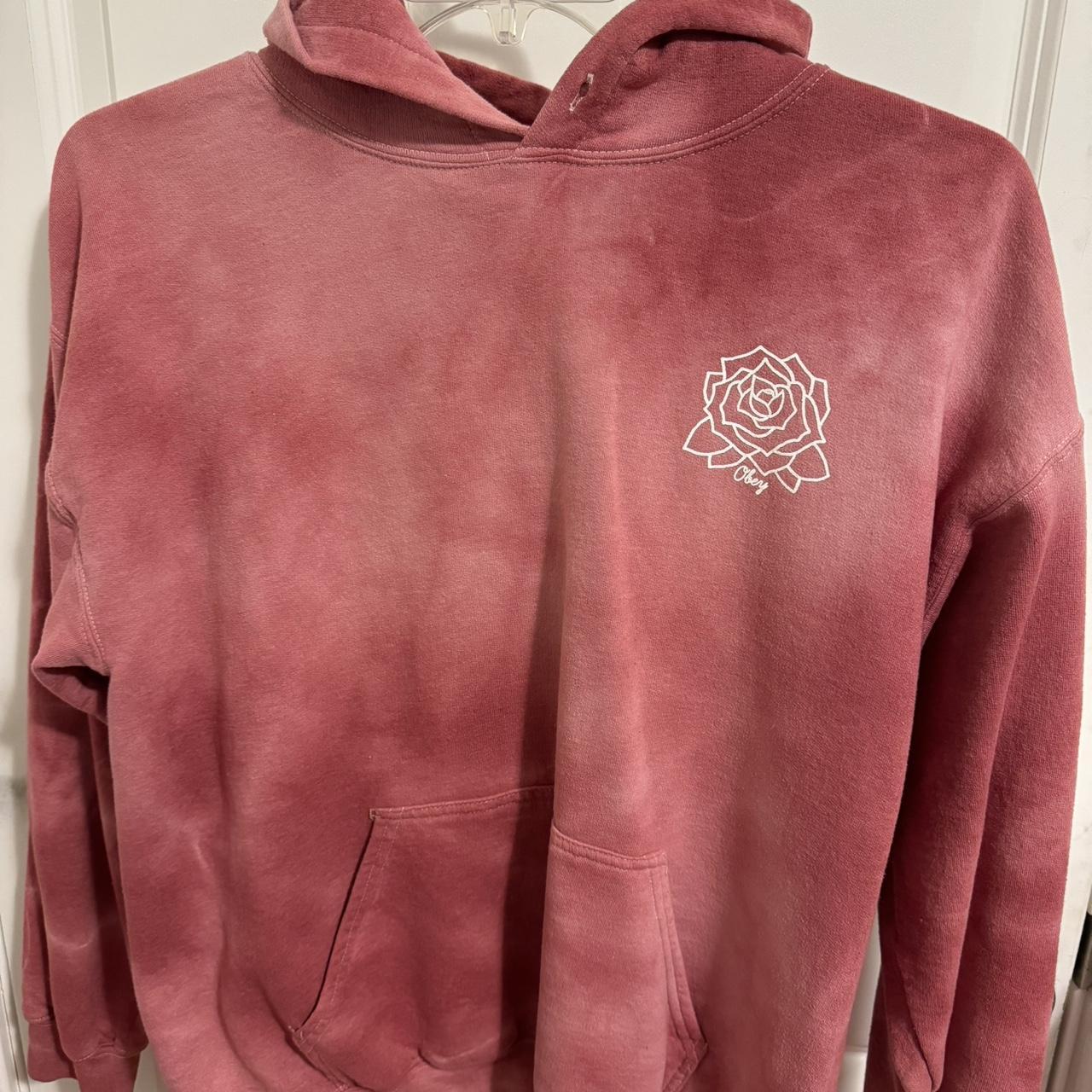 Pink and white rose OBEY hoodie Depop