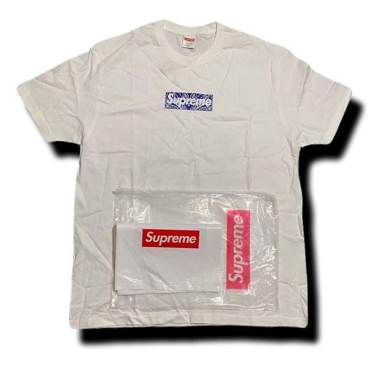 Blue bandana box logo supreme gray t shirt 📐Size: | Depop