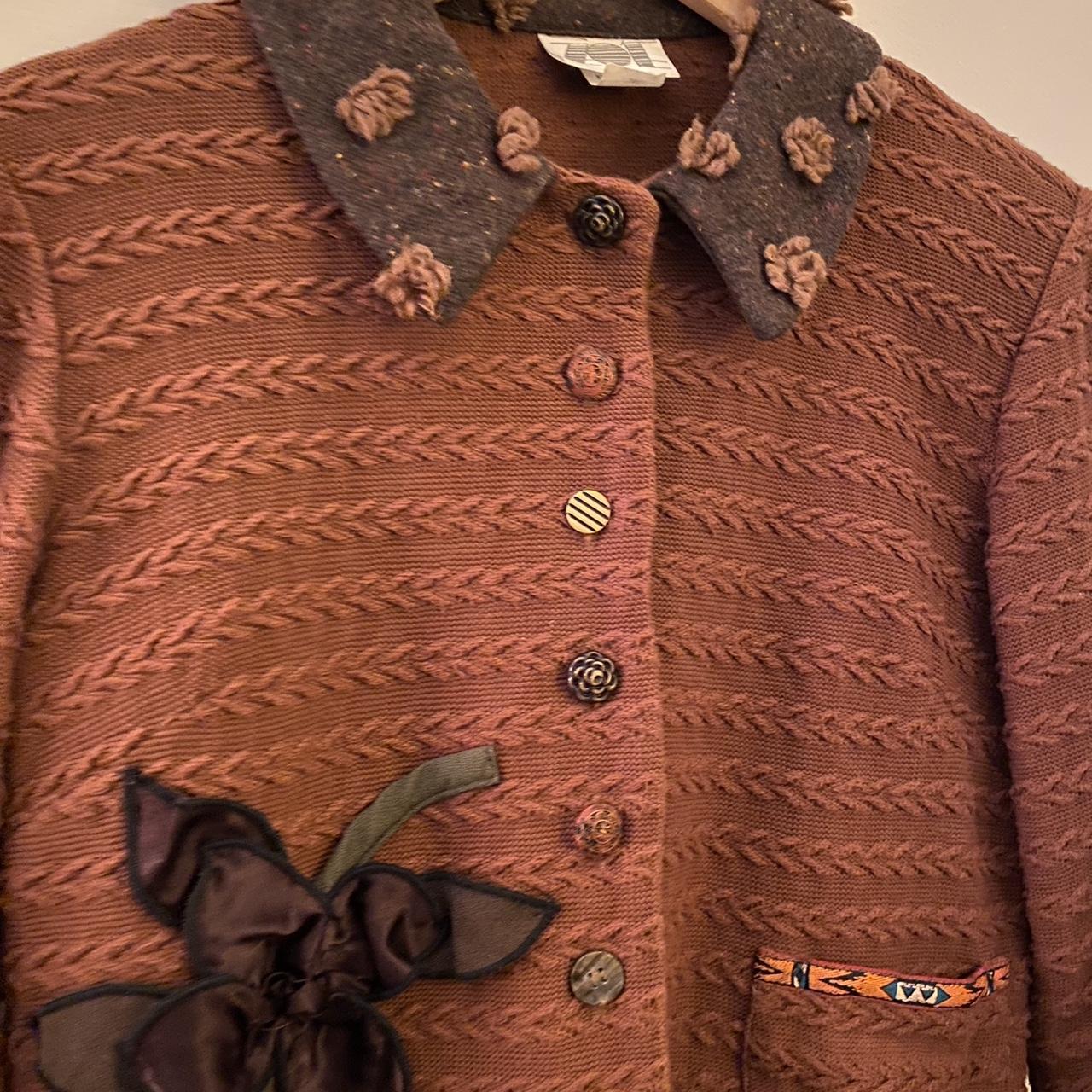 Chocolate brown artsy cardigan 100% cotton With... - Depop