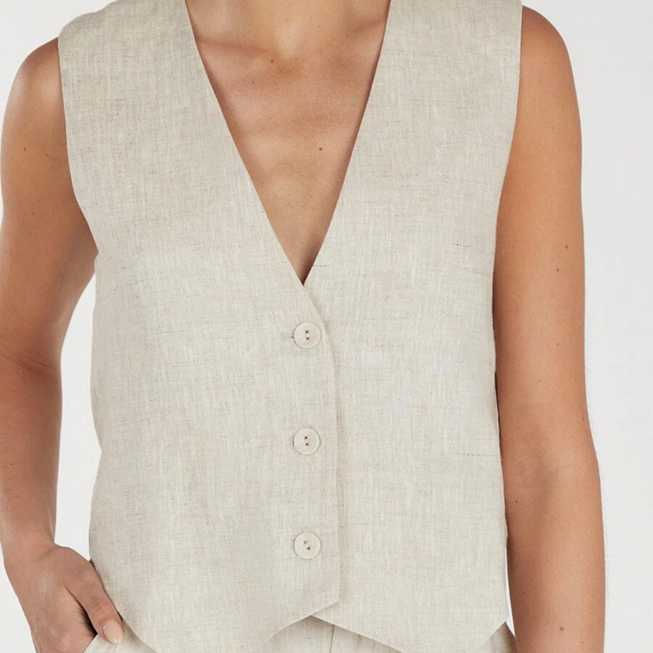 DISSH BANKS NATURAL LINEN VEST RRP $79.99 - Current... - Depop