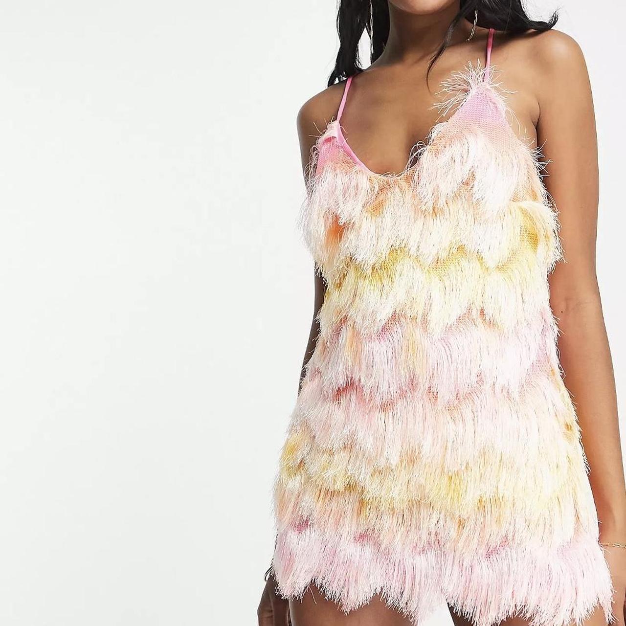 Asos Tassel T Shirt Dress Miss Selfridge Ombre Fringe Dress In Multi