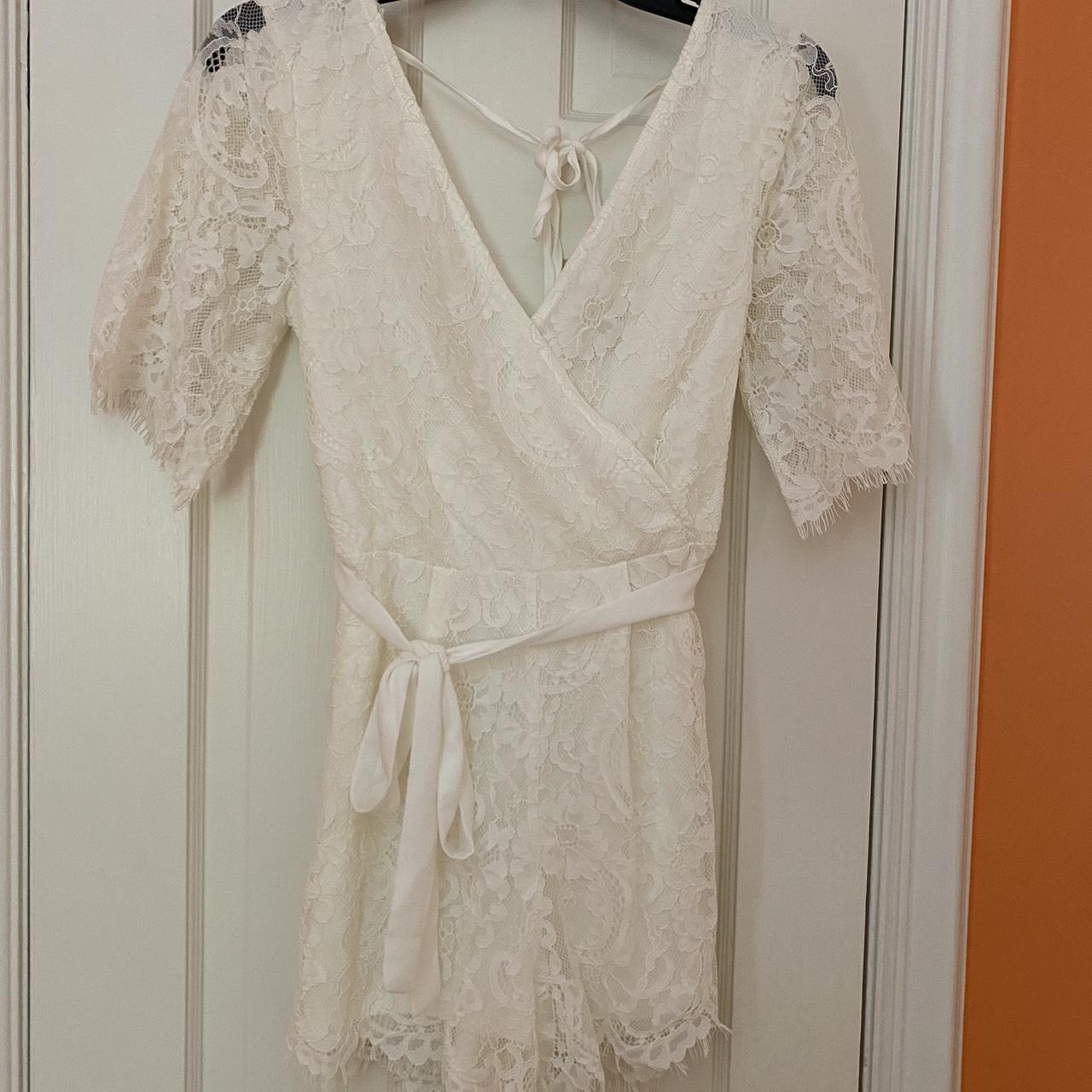 Charlotte Russe lace white romper with tie back