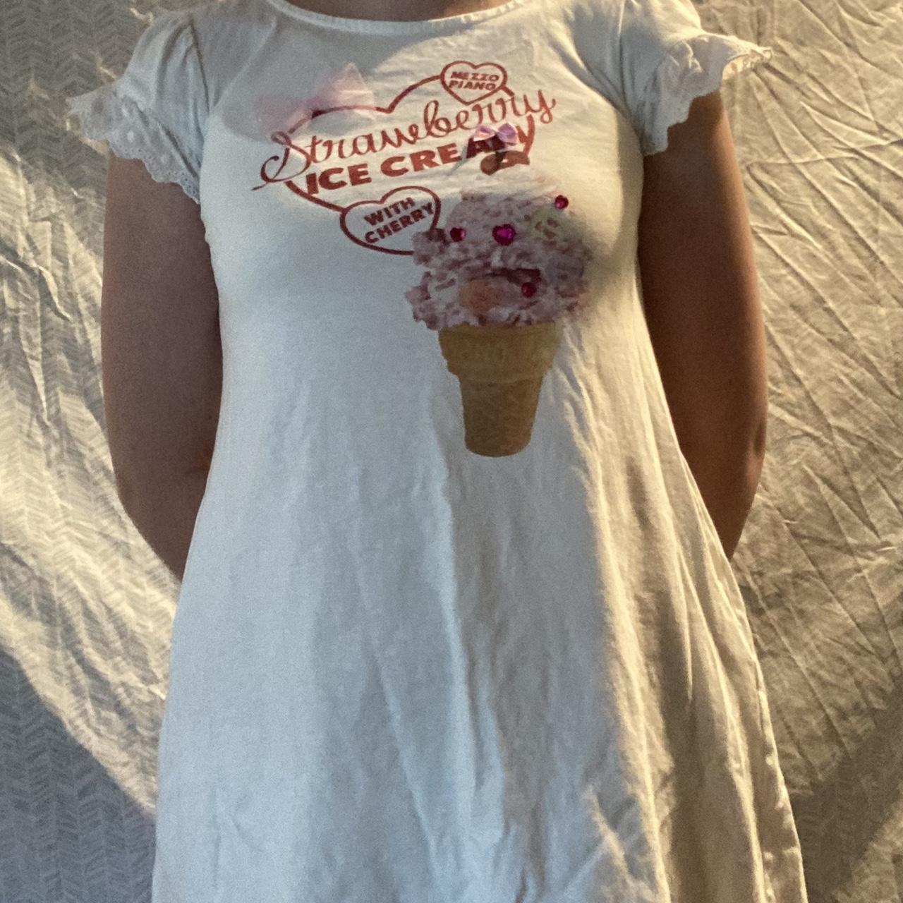 Rare Mezzo Piano White Cherry Icecream Dress *Size... | Depop, image size:1280x1280