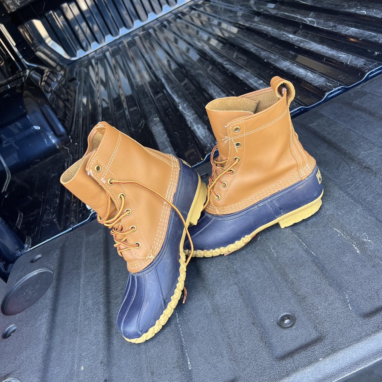 Tan and shops navy duck boots