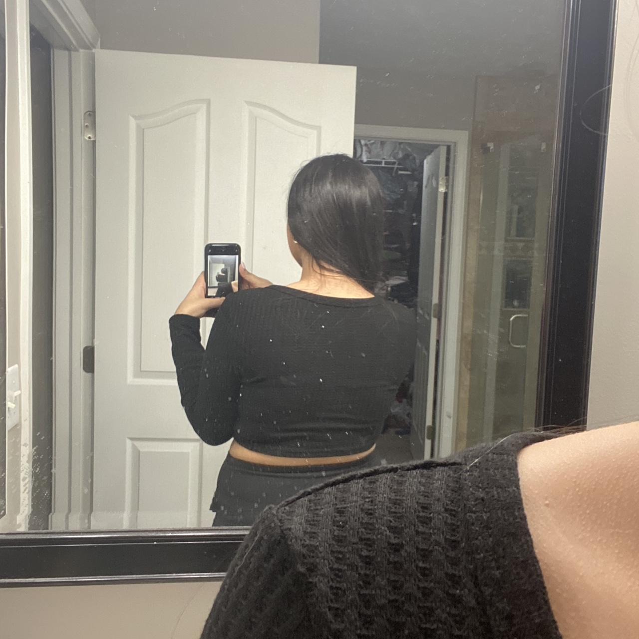 shein cropped black long sleeve worn once L 8/10 - Depop