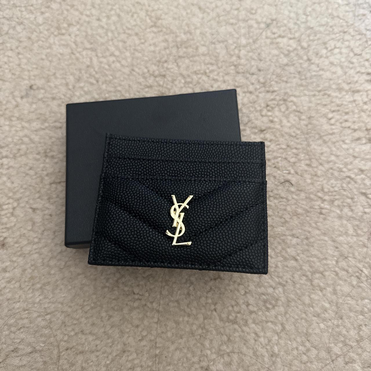 Yves Saint Laurent Women's Cardholders - Black – Black YSL cardholder with gold logo (open …