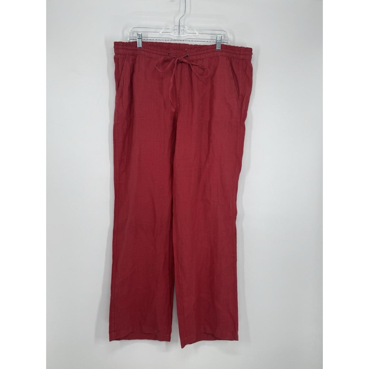Preloved Women's Wide leg Pants - Red - XL – Caslon Pants XL Burnt Red Linen Wide …