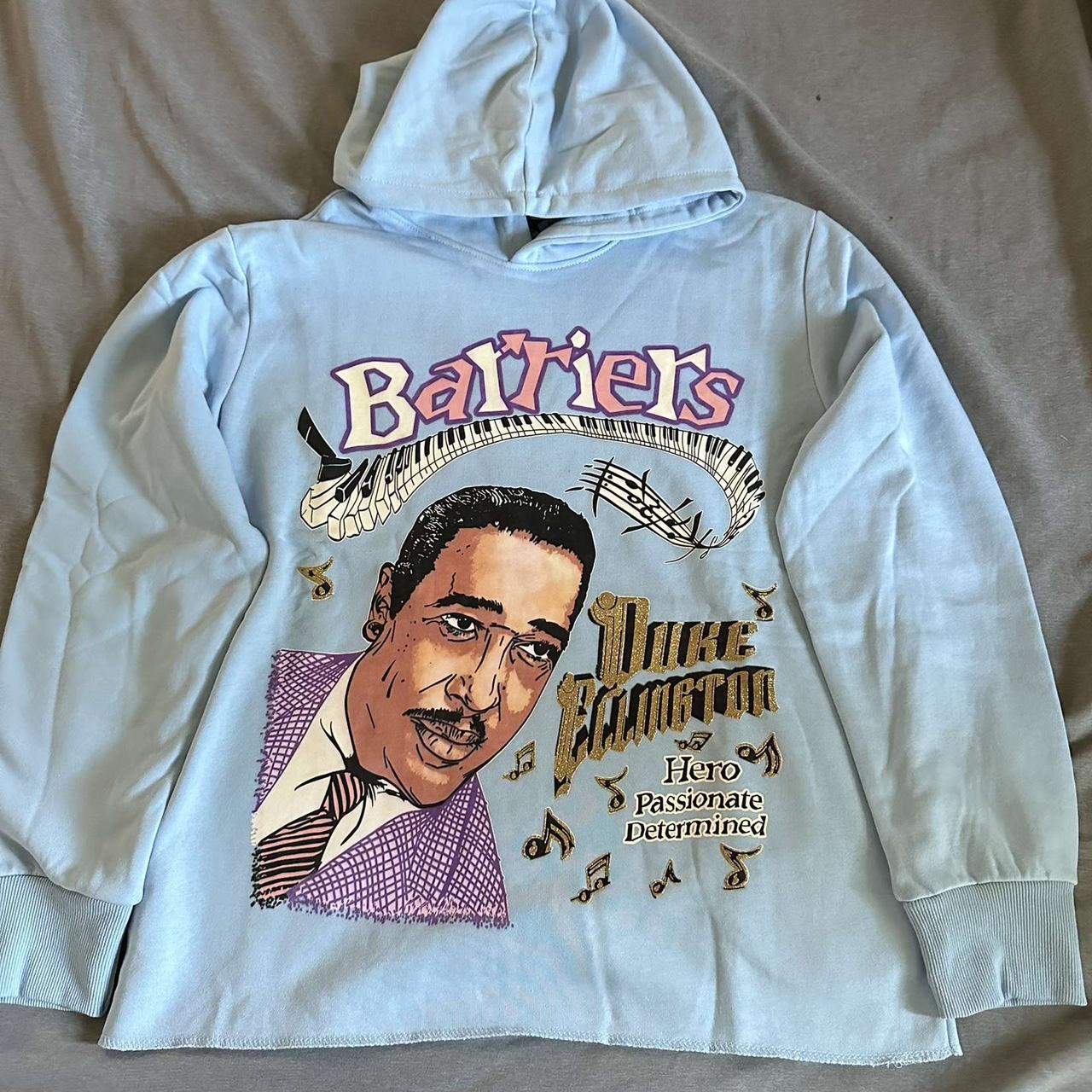 Barriers Duke Ellington Hoodie Baby blue Barriers... - Depop