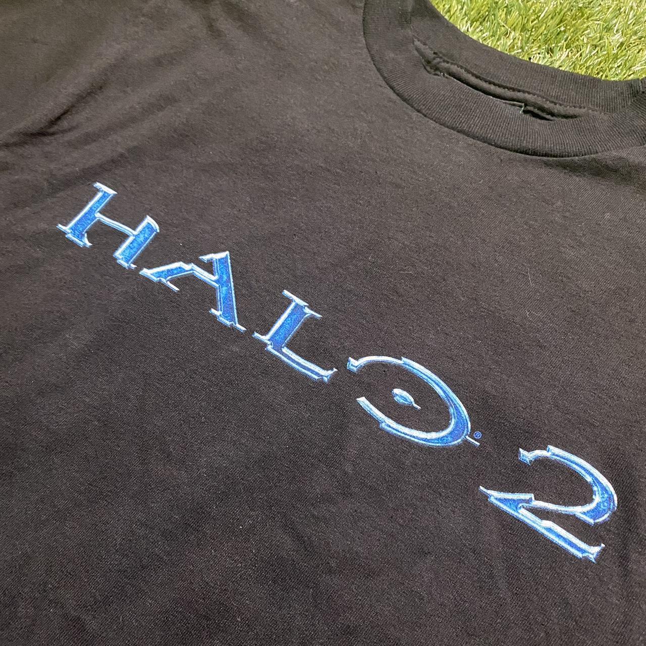 Vintage Halo 2 good Spell out Logo Xbox Video Game Promo T Shirt Black Men’s L