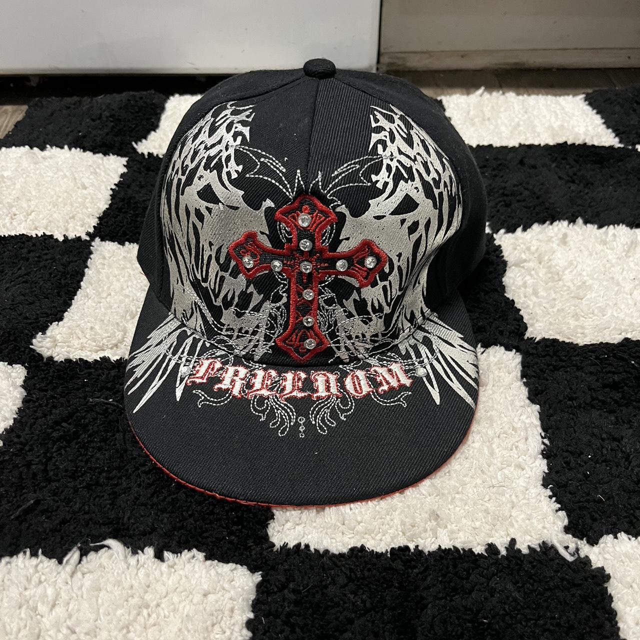 Red and black affliction hat no damages