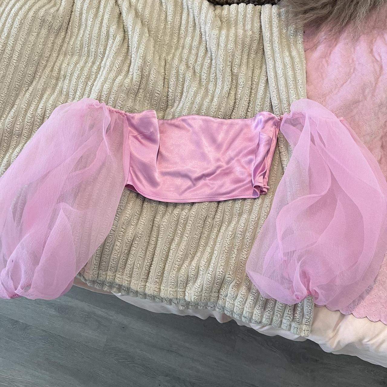 zara pink organza top. soft satinlike material on... Depop