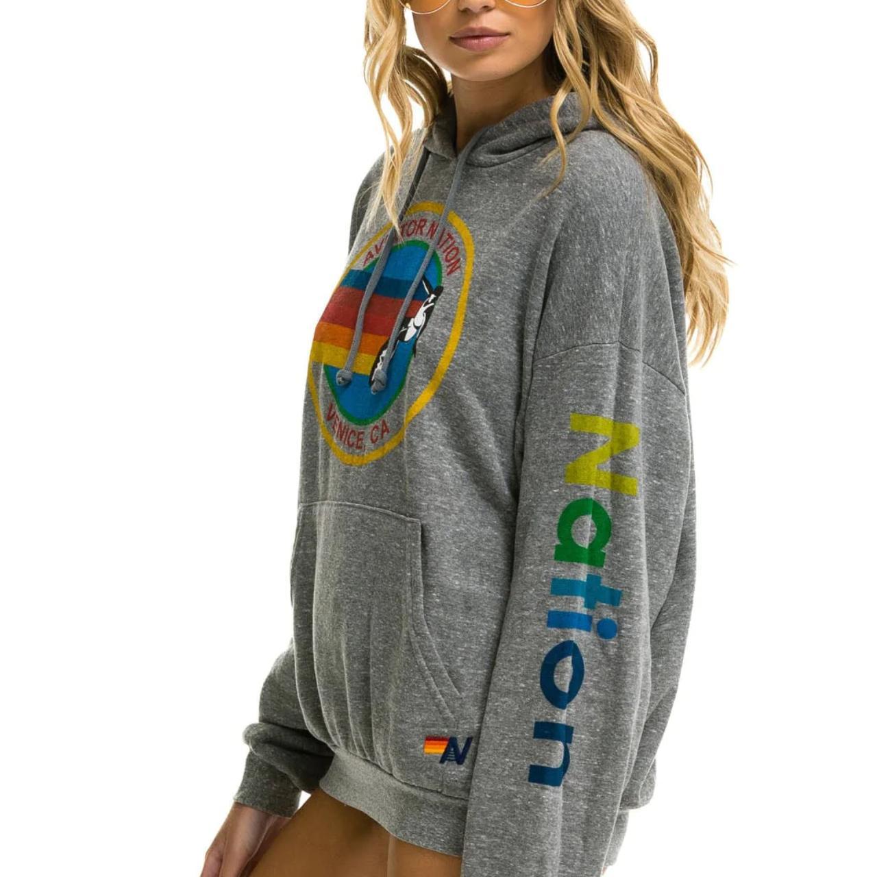 AVIATOR NATION RELAXED PULLOVER HOODIE - HEATHER GREY