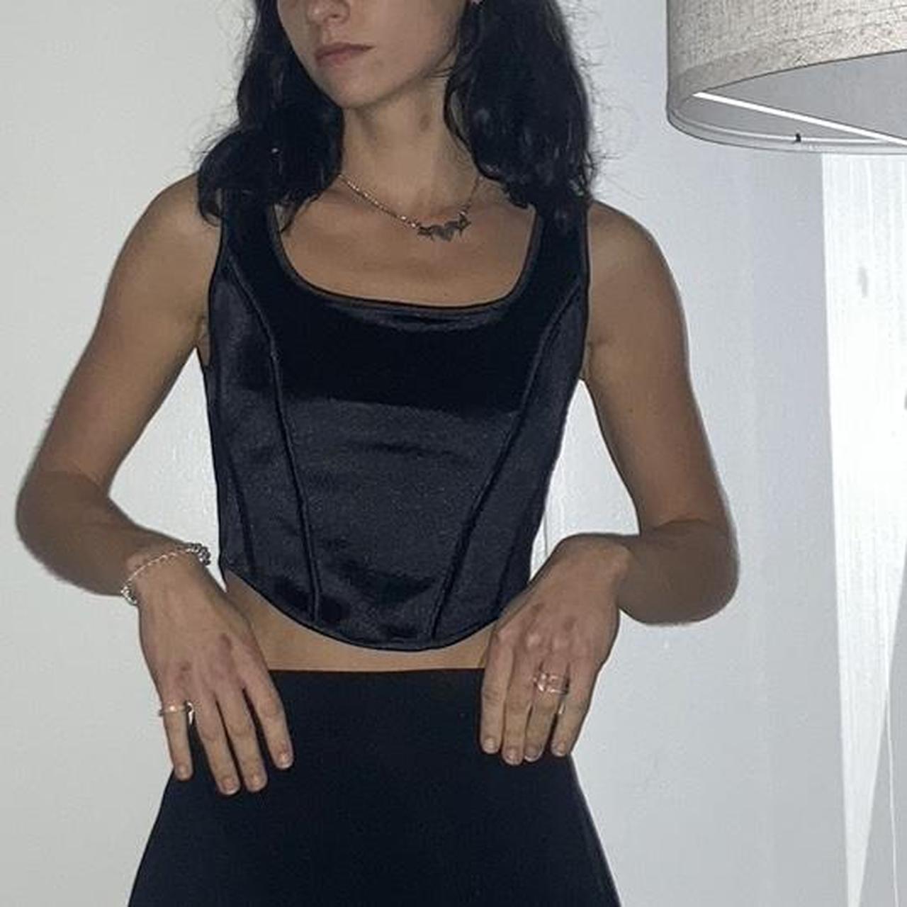 Silky Black Cropped Corset Top Over The Head Depop