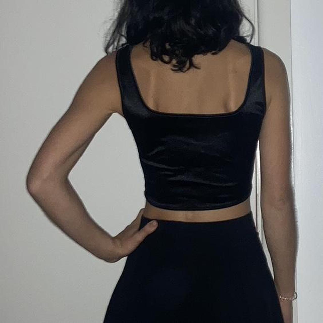 Silky Black Cropped Corset Top Over The Head Depop