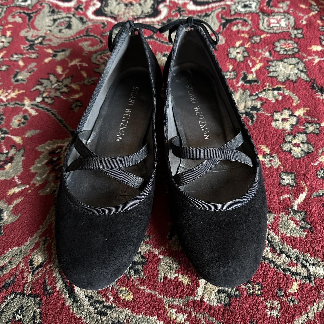 Stuart Weitzman ballet flats with bow and elastic... - Depop