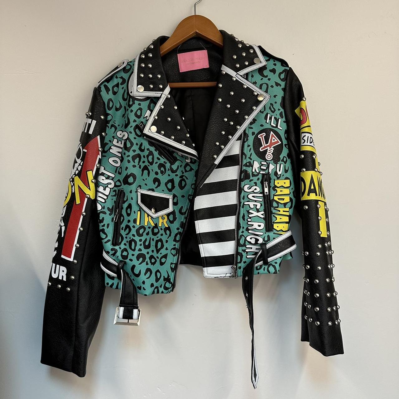 Azalea Wang leather jacket size S Painted leather... - Depop