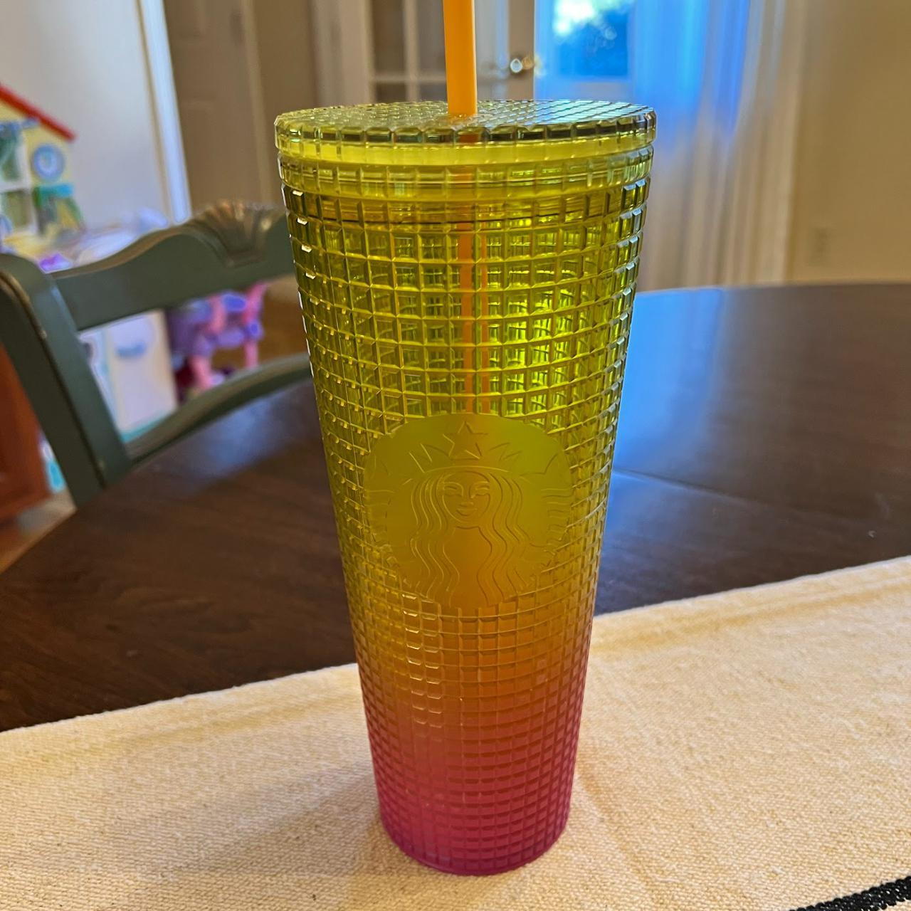 Starbucks 24oz yellow cheapest & pink ombre grid tumbler