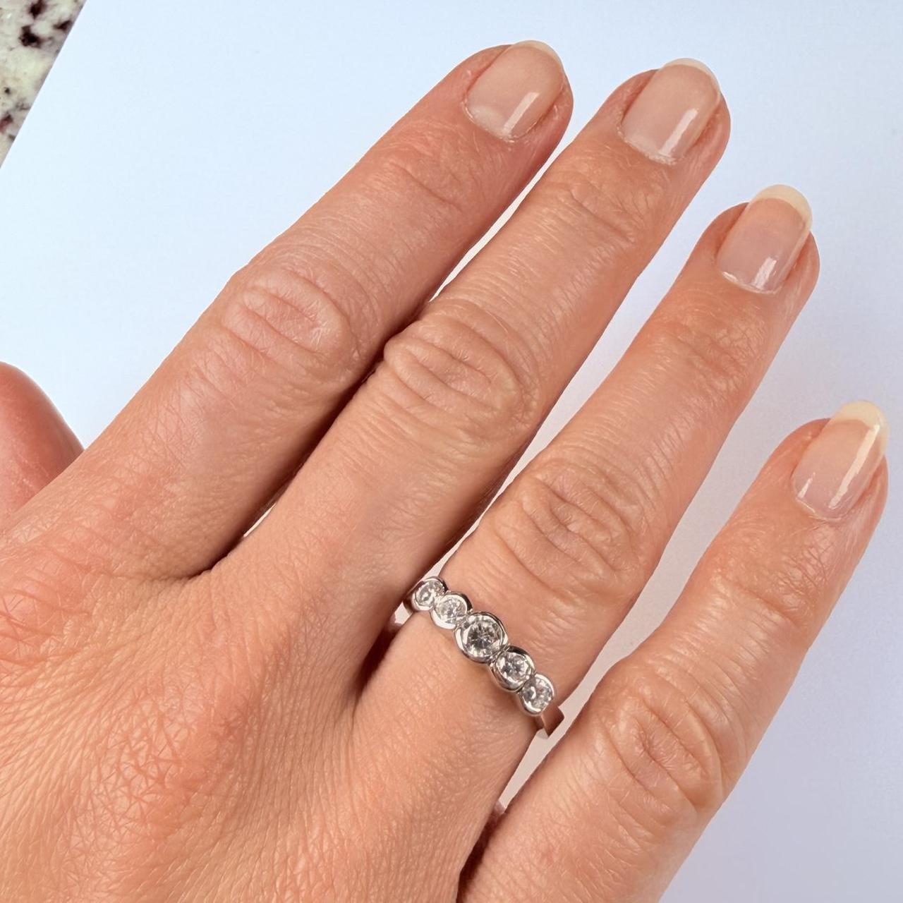 Women's Ring - White/Silver – 14K Solid White Gol… - image 4