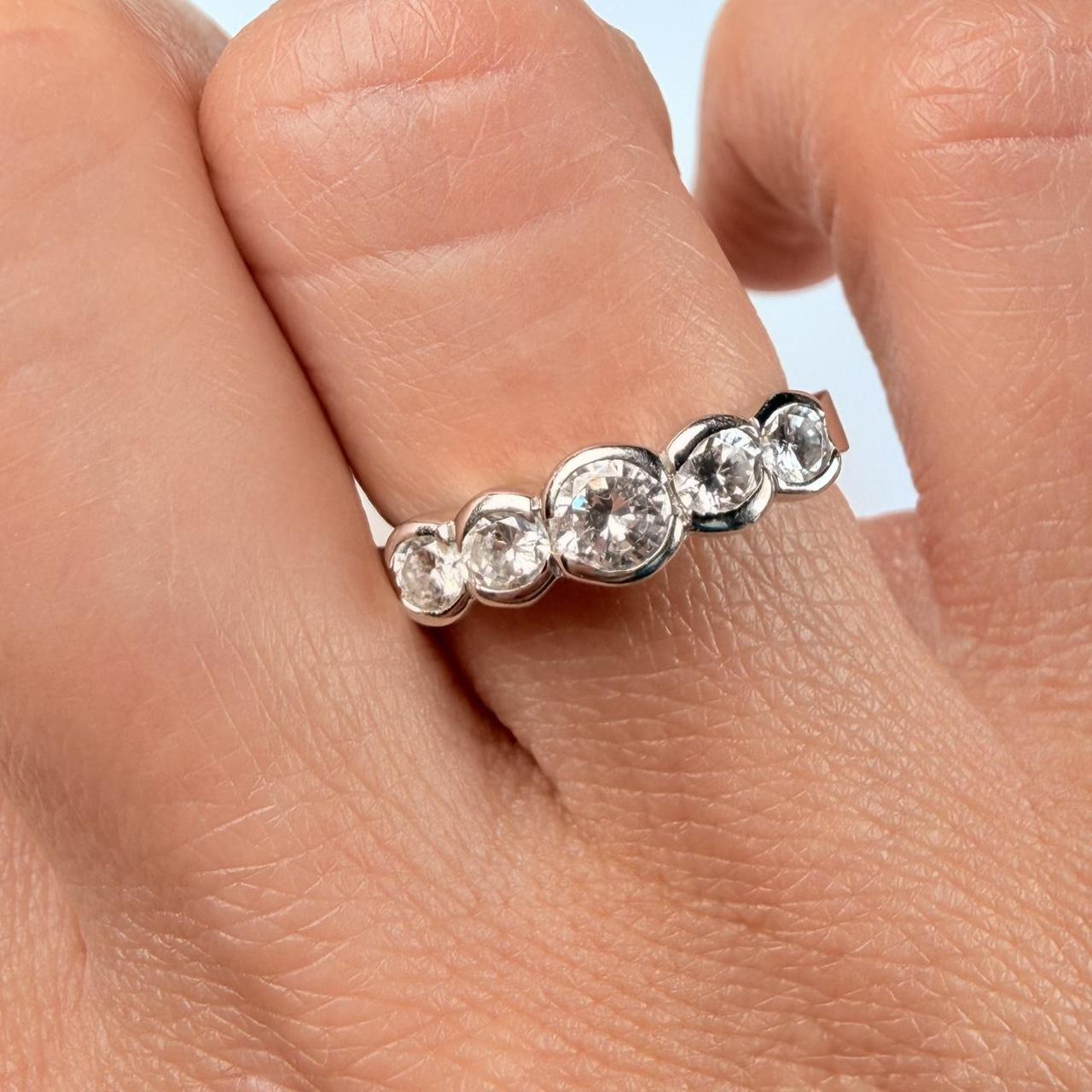 Women's Ring - White/Silver – 14K Solid White Gol… - image 5