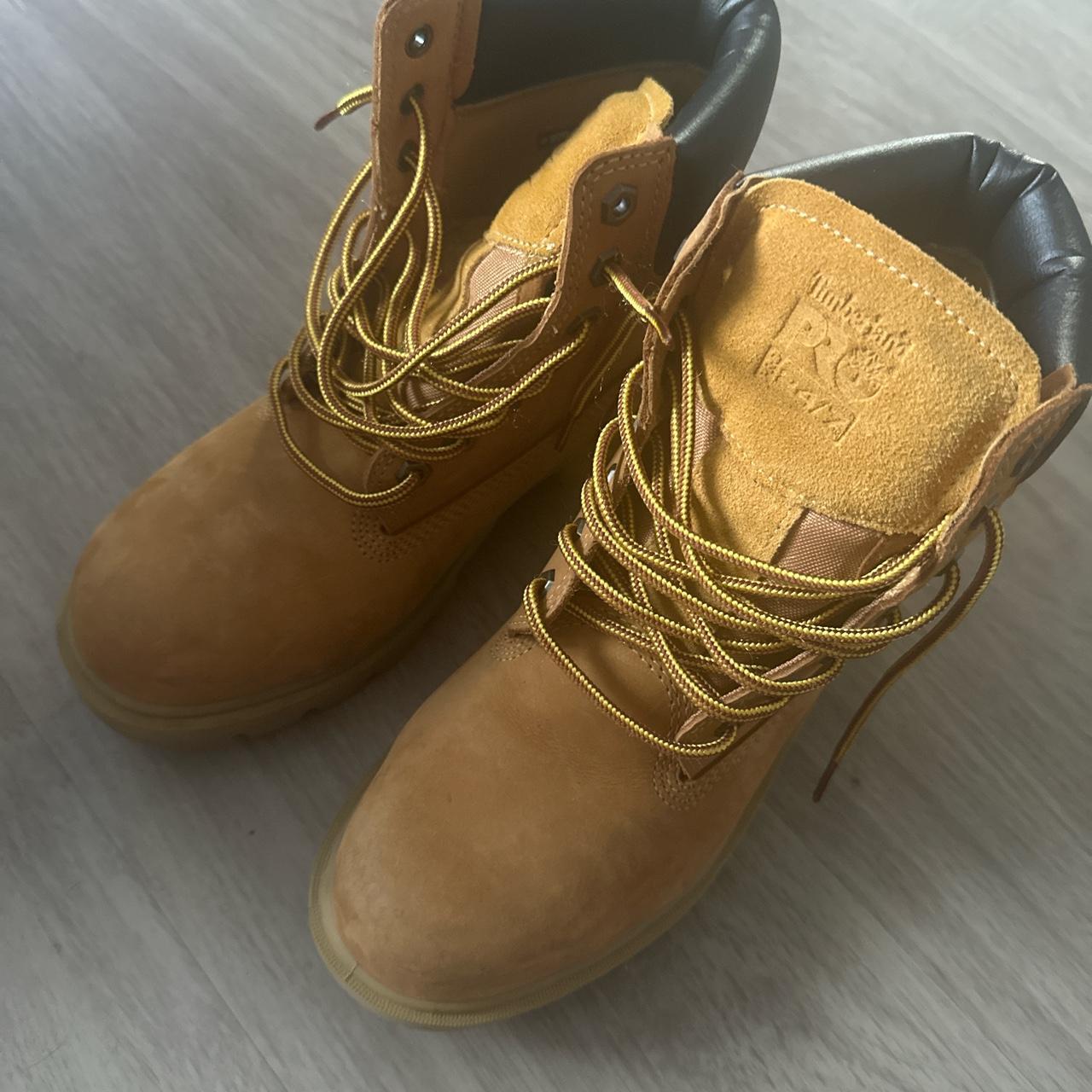 Steel toe timberland boots worn 3xs size 6w... - Depop