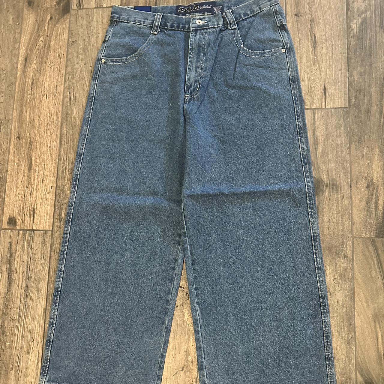 Solo jeans Baggy embroidered size 36 blue Rise:... - Depop