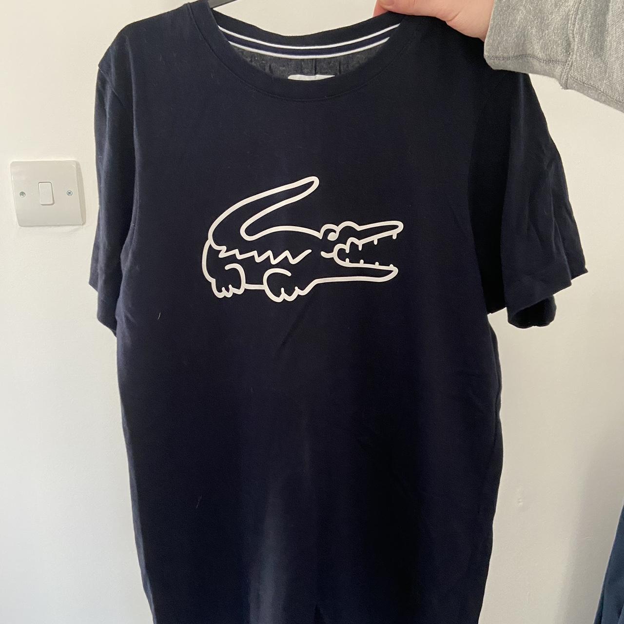 Lacoste Men's Navy and Blue T-shirt | Depop