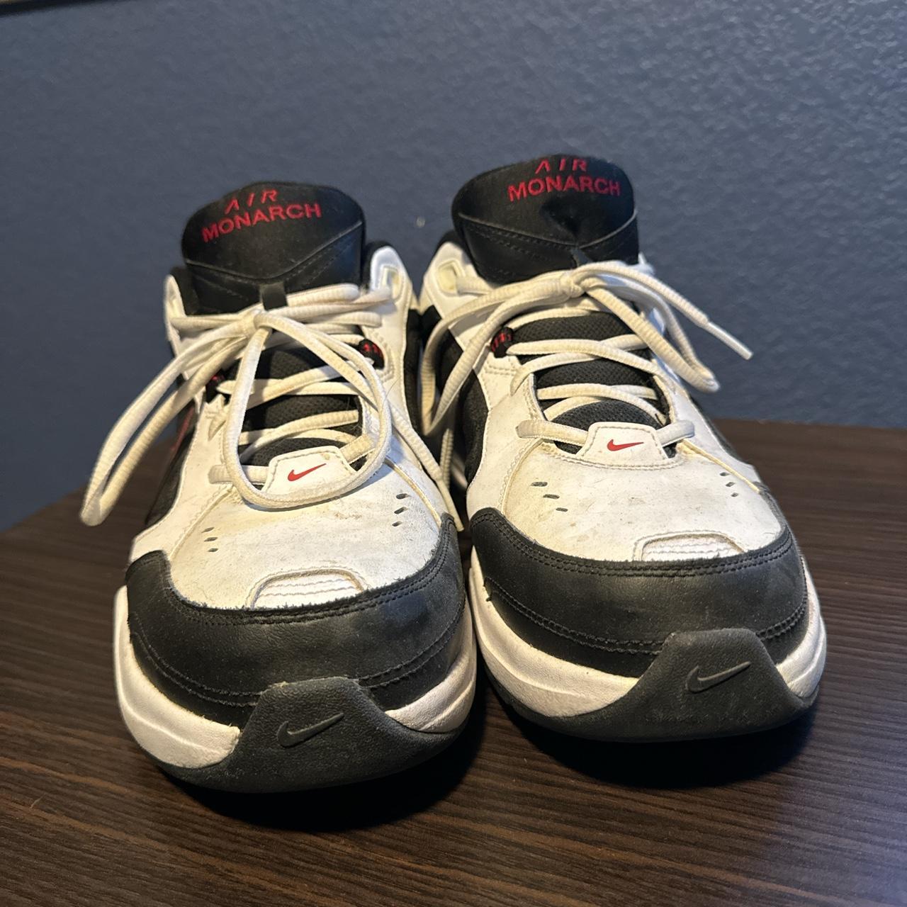 Nike Air Monarch (Wide) White/Black/Red Men's Depop